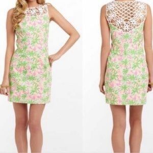 Lilly Pulitzer Pink and Green Floral Carrot Nibbles Lacina Easter Mini Dress